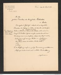 k.k. naturhistorisches Hofmuseum, Intendanzakten 1885-1896 (Hauer), Aktenzahl Z.265/1891, Seite 1